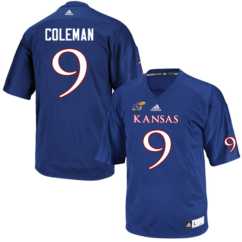 Men #9 Day Day Coleman Kansas Jayhawks College Football Jerseys Sale-Royal - Click Image to Close